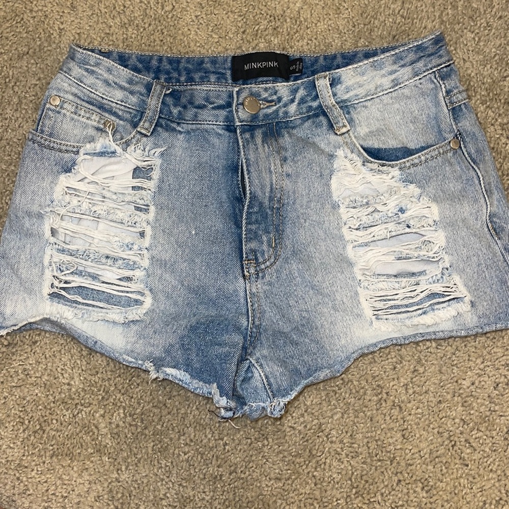 MINKPINK Distressed Denim Shorts